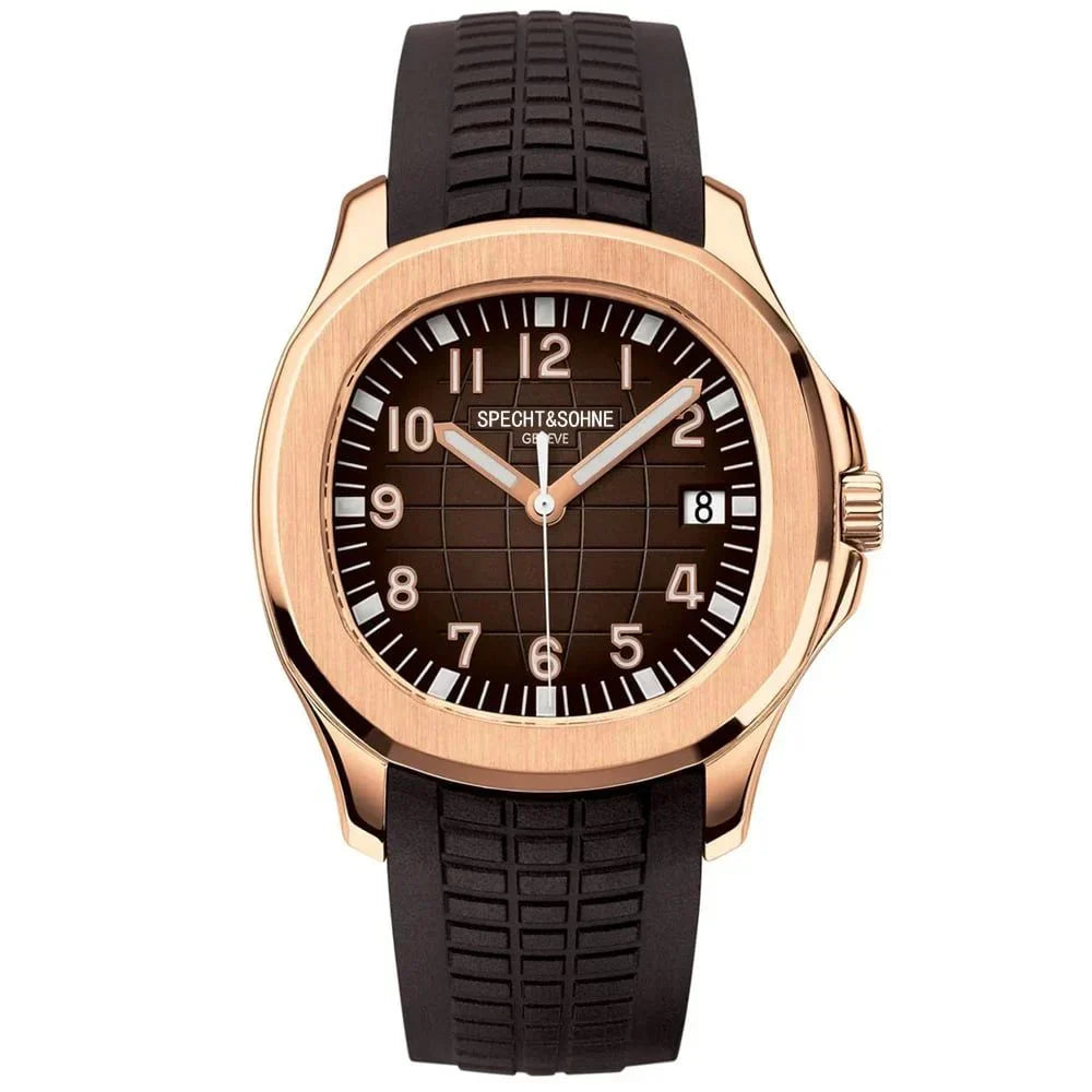 Specht & Sohne SP0008 Rose Gold & Brown Rubber Automatic Watch