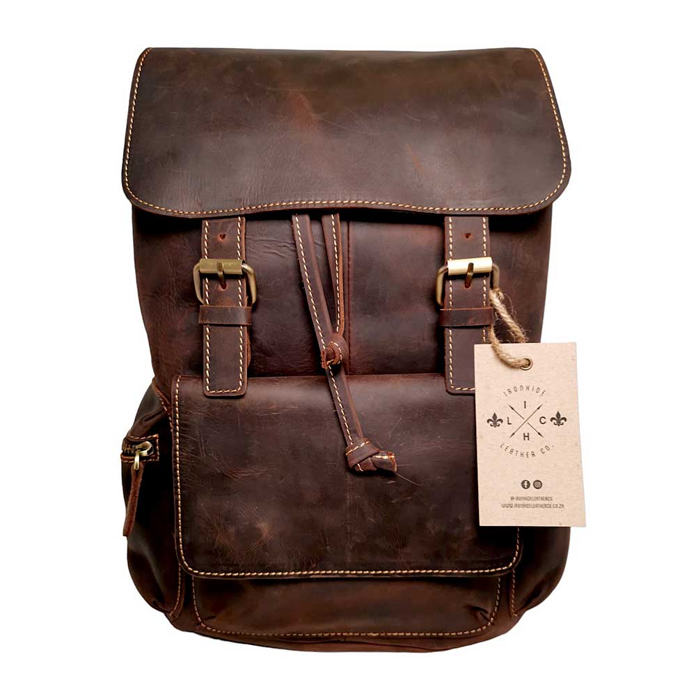 Pioneer Genuine Full Grain Crazy Horse Leather Backpack