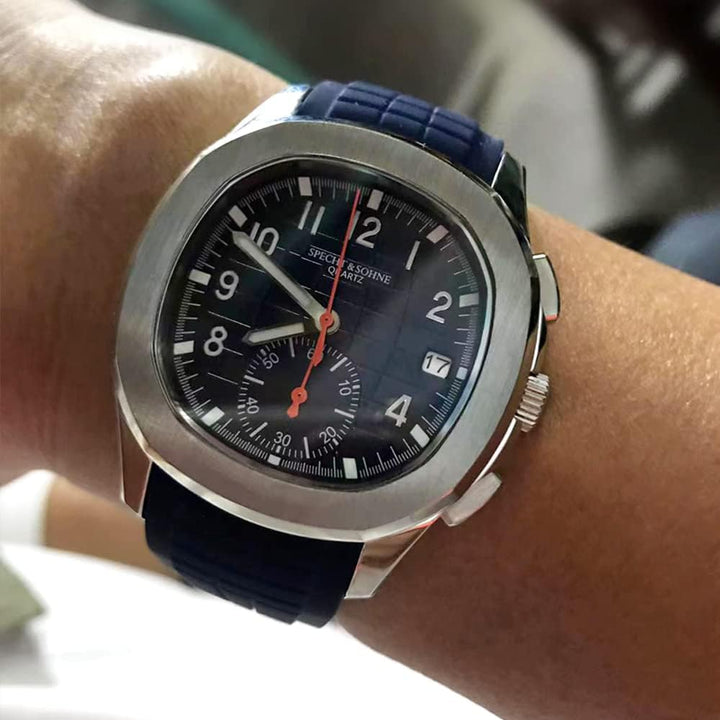 Specht & Sohne SP0006 42MM Blue Rubber Quartz Watch 02