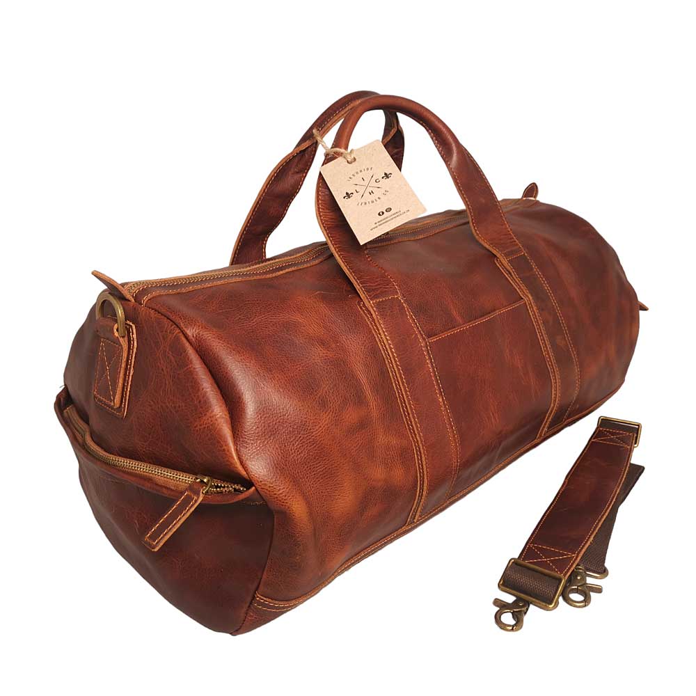 Atlas Genuine Full Grain Crazy Horse Leather Weekender Duffle Bag