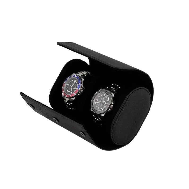 Double Watch Roll - Saffiano Black