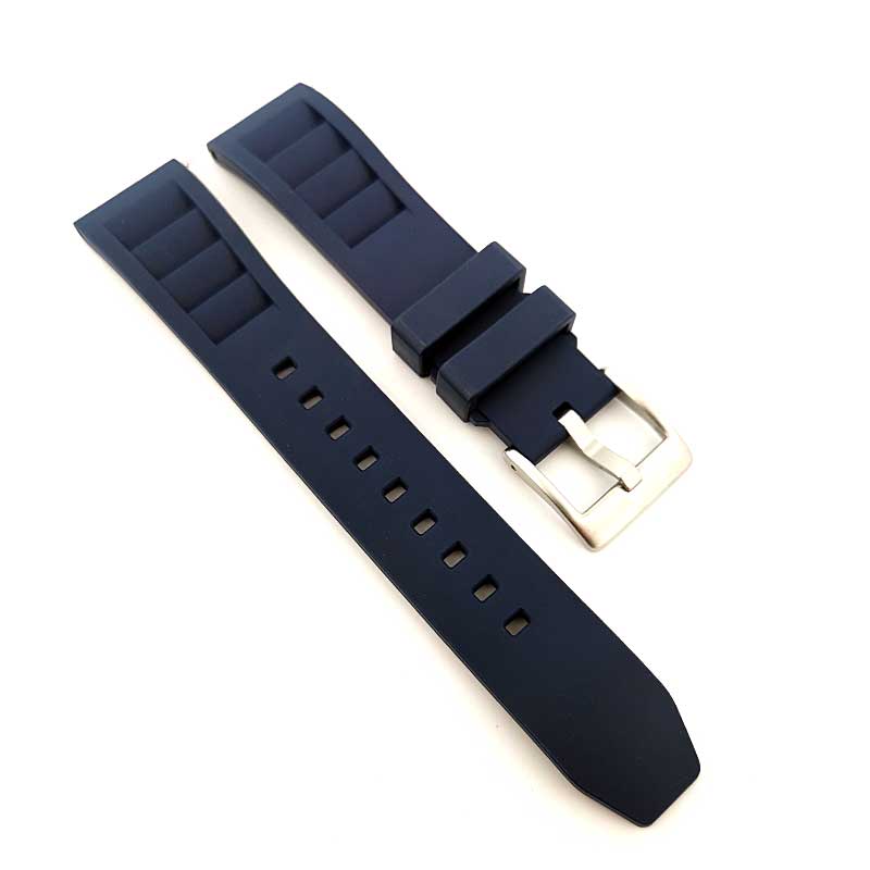 FKM Rubber Vented RM Style Watch Strap - (Blue, Steel Hardware)