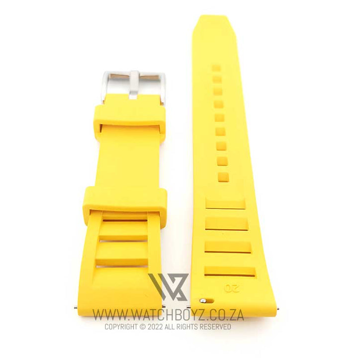 FKM Rubber Vented RM Style Watch Strap - (Yellow, Steel Hardware)