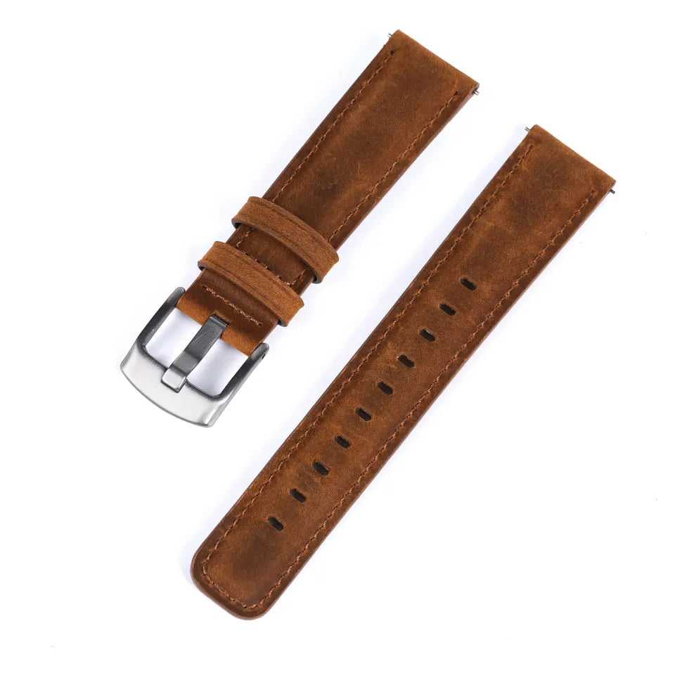 Classic Genuine Leather Strap - (Light Brown, Steel Hardware)