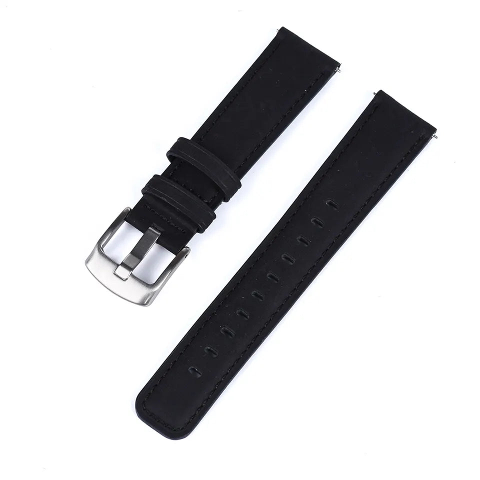 Classic Genuine Leather Strap - (Black, Steel Hardware)