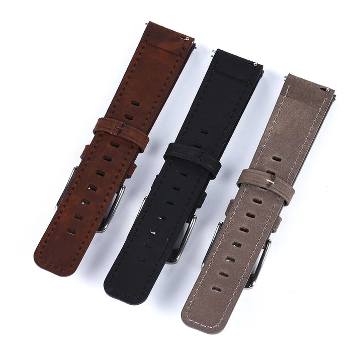 Classic Genuine Leather Strap - (Grey, Steel Hardware)