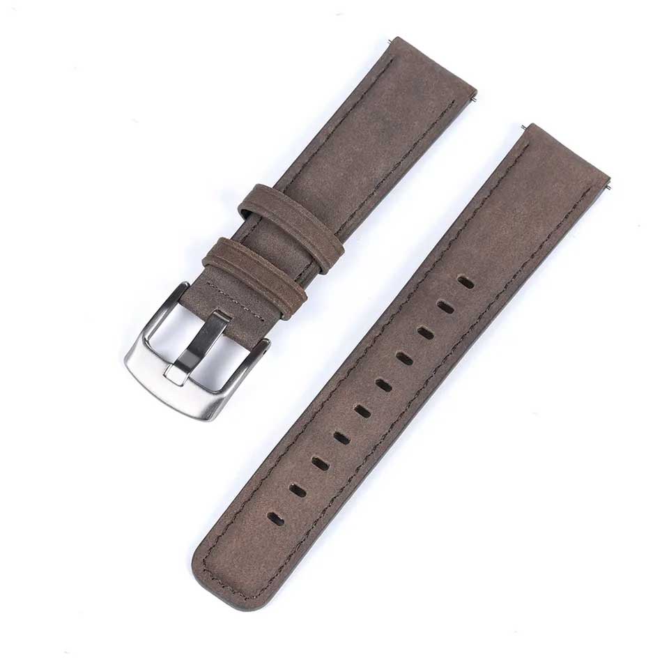 Classic Genuine Leather Strap - (Grey, Steel Hardware)