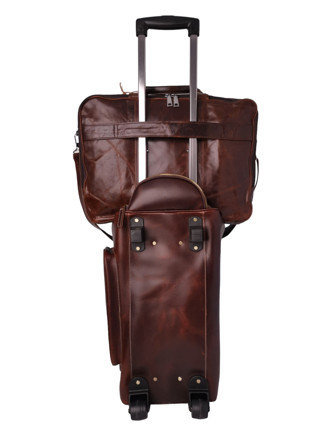 Lorenzo Full Grain Leather Wheeled Cabin Trolley Duffel