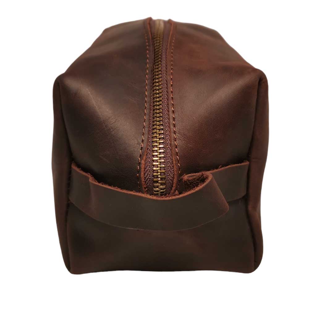 Karisimbi Genuine Full Grain Crazy Horse Leather Toiletry Bag