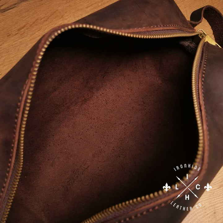 Karisimbi Genuine Full Grain Crazy Horse Leather Toiletry Bag