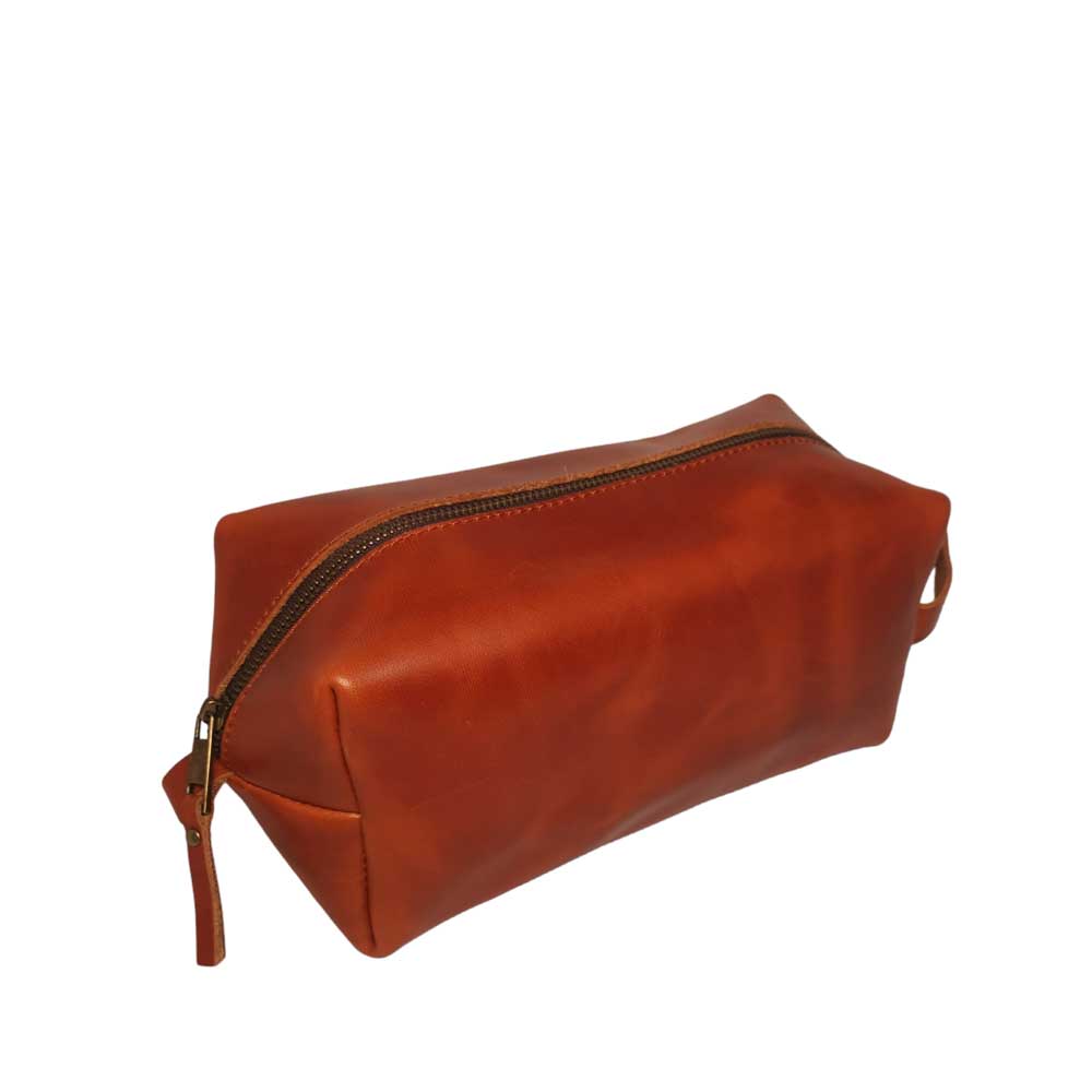 Karisimbi Genuine Full Grain Crazy Horse Leather Toiletry Bag