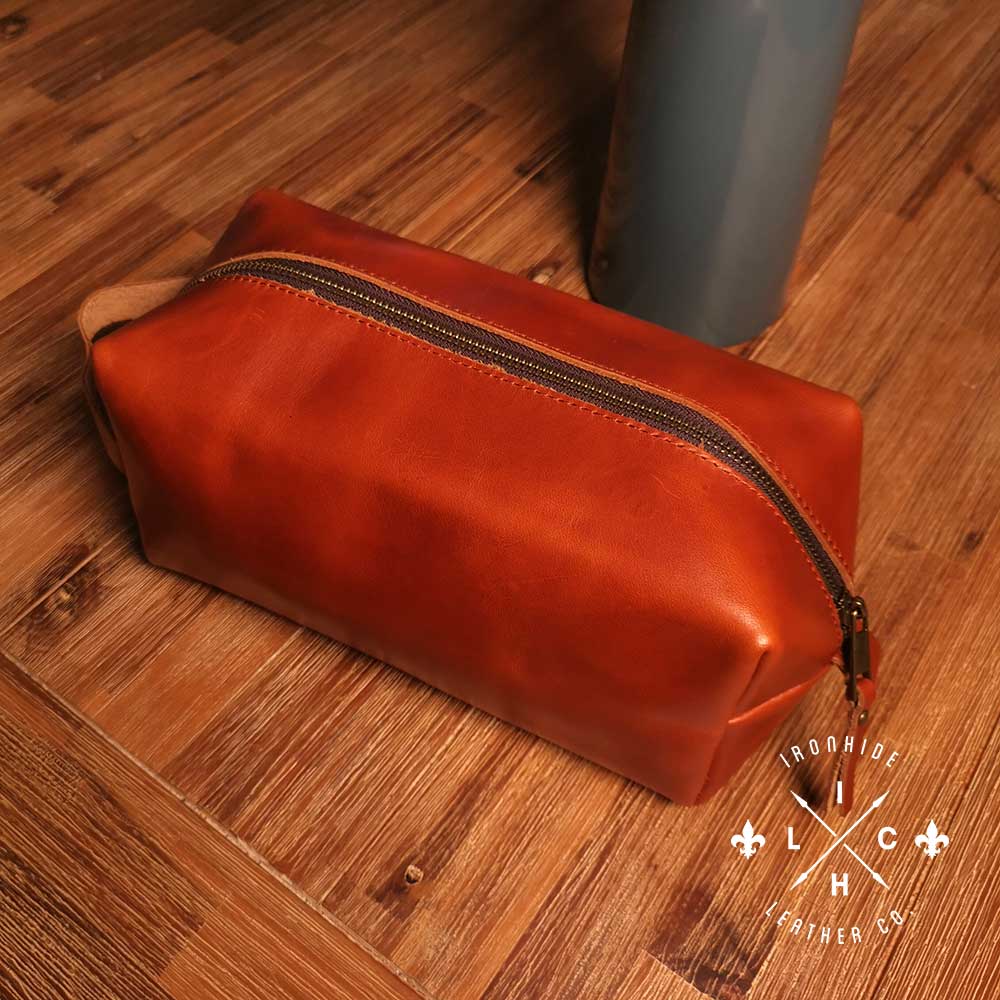 Karisimbi Genuine Full Grain Crazy Horse Leather Toiletry Bag