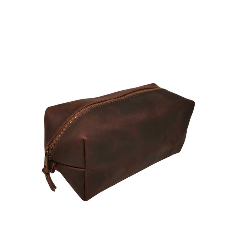 Karisimbi Genuine Full Grain Crazy Horse Leather Toiletry Bag