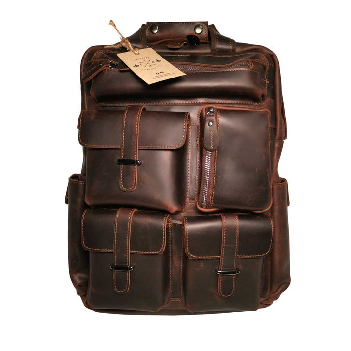 Overlander Genuine Full Grain Crazy Horse Leather Laptop Backpack