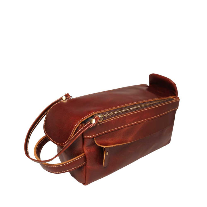 Rwenzori Deluxe Genuine Full Grain Crazy Horse Leather Toiletry Bag