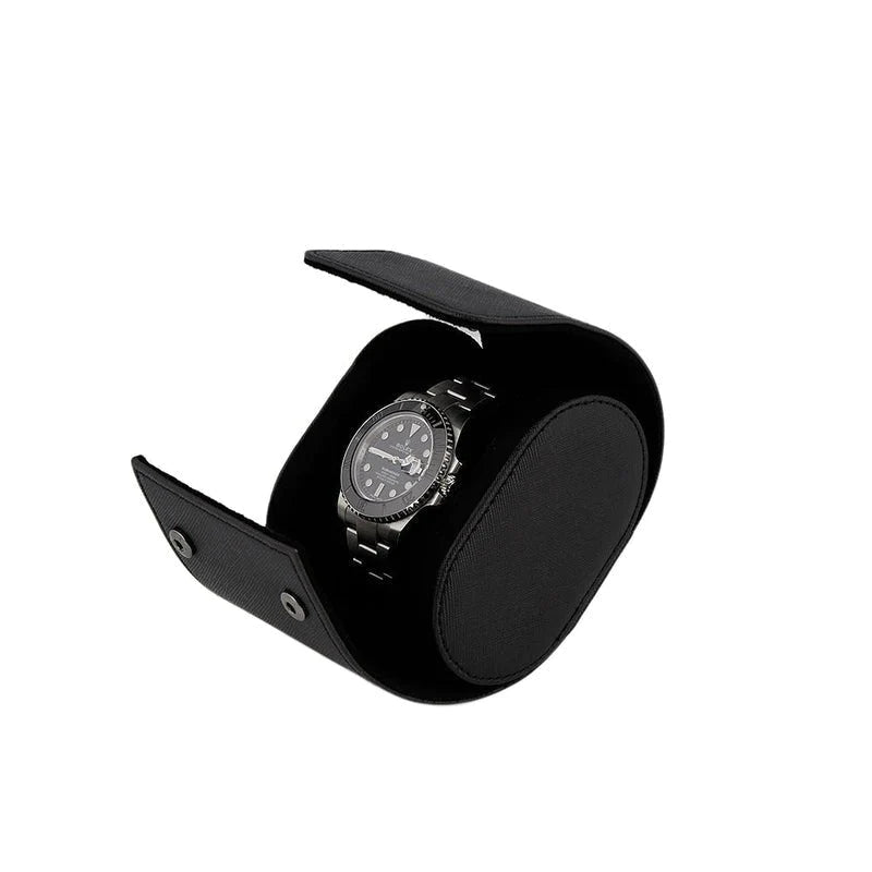 Single Watch Roll - Saffiano Black