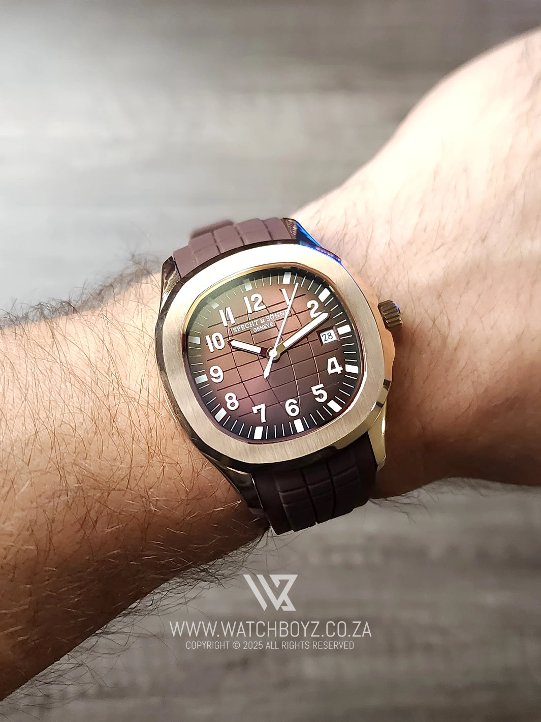 Specht & Sohne SP0008 Rose Gold & Brown Rubber Automatic Watch