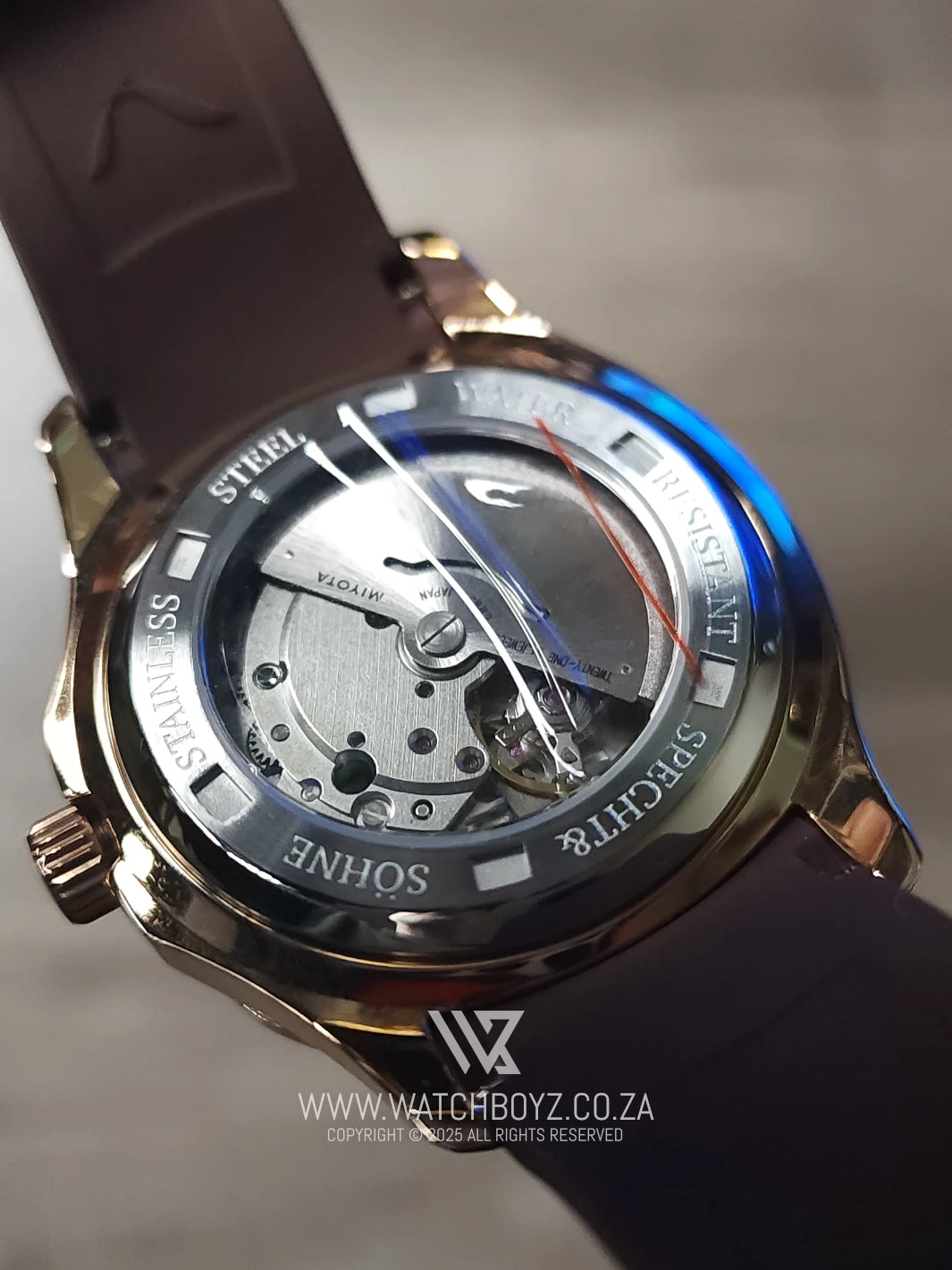 Specht & Sohne SP0008 Rose Gold & Brown Rubber Automatic Watch