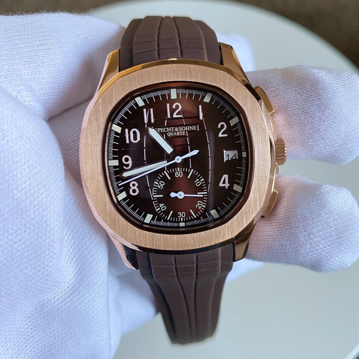 Specht & Sohne SP0006 Rose Gold/Brown Rubber Quartz Watch – WatchBoyz