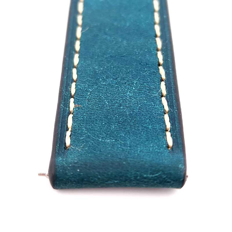 Pueblo Italian Cowhide Leather Strap - (Blue, Steel Hardware)