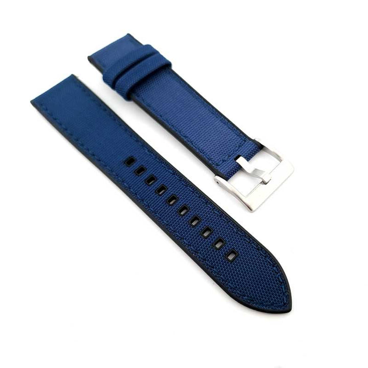 Hybrid FKM Rubber & Sailcloth Strap - (Blue, Steel Hardware)