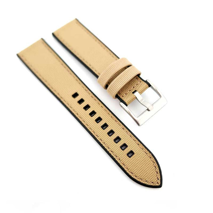 Hybrid FKM Rubber & Sailcloth Strap - (Tan, Steel Hardware)