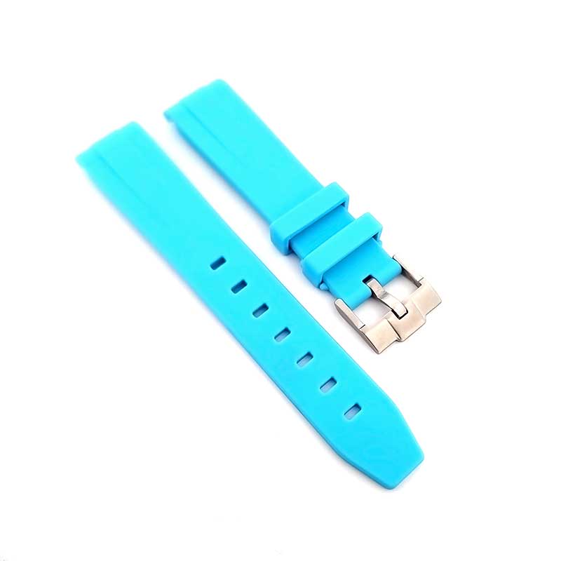 Classic Curved End TPU Strap - (Sky Blue, Steel Hardware)