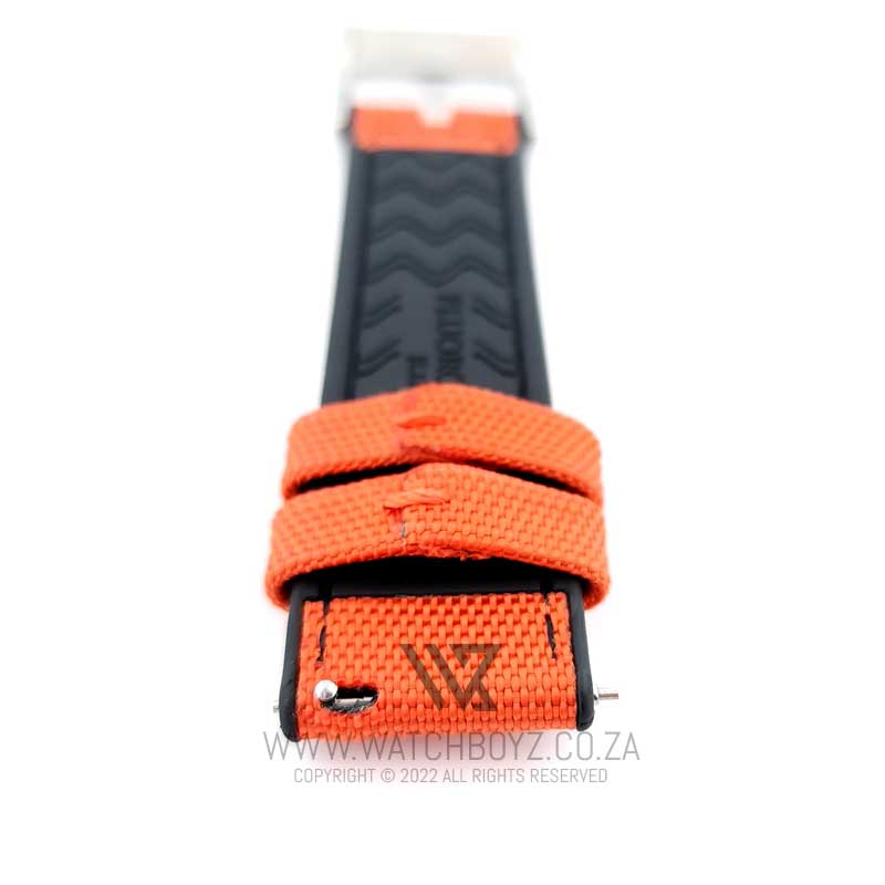 Hybrid FKM Rubber & Sailcloth Strap - (Orange, Steel Hardware)