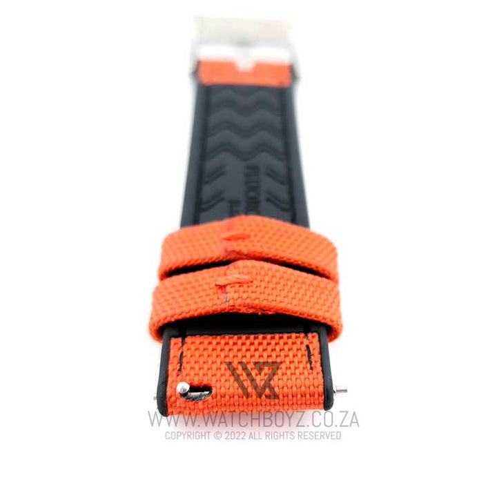Hybrid FKM Rubber & Sailcloth Strap - (Orange, Steel Hardware)