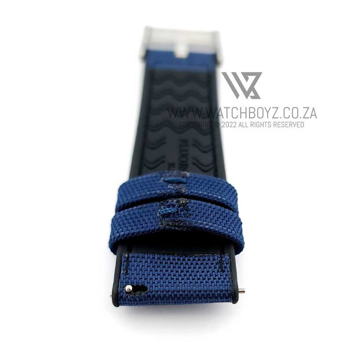 Hybrid FKM Rubber & Sailcloth Strap - (Blue, Steel Hardware)