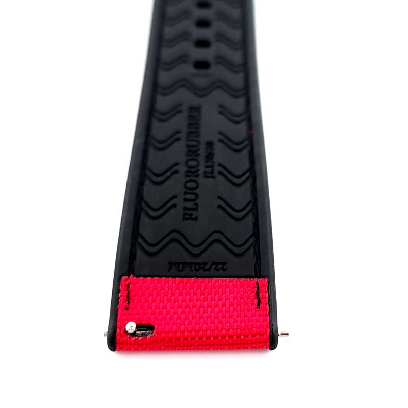 Hybrid FKM Rubber & Sailcloth Strap - (Red, Steel Hardware)