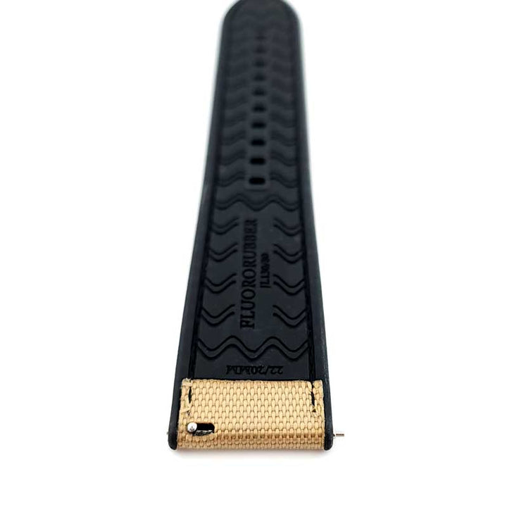 Hybrid FKM Rubber & Sailcloth Strap - (Tan, Steel Hardware)