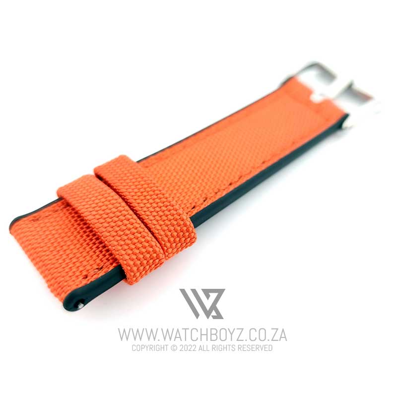 Hybrid FKM Rubber & Sailcloth Strap - (Orange, Steel Hardware)