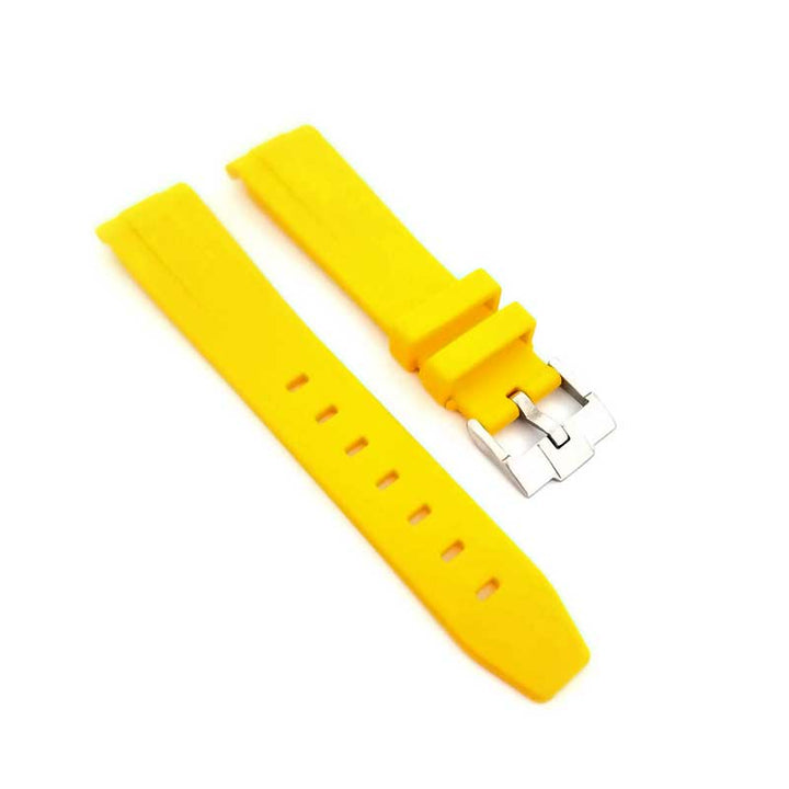 Classic Curved End TPU Strap - (Yellow, Steel Hardware)