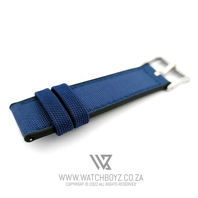 Hybrid FKM Rubber & Sailcloth Strap - (Blue, Steel Hardware)