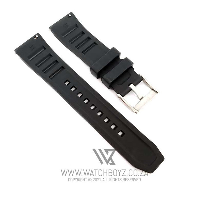 FKM Rubber Vented RM Style Watch Strap - (Black, Steel Hardware)