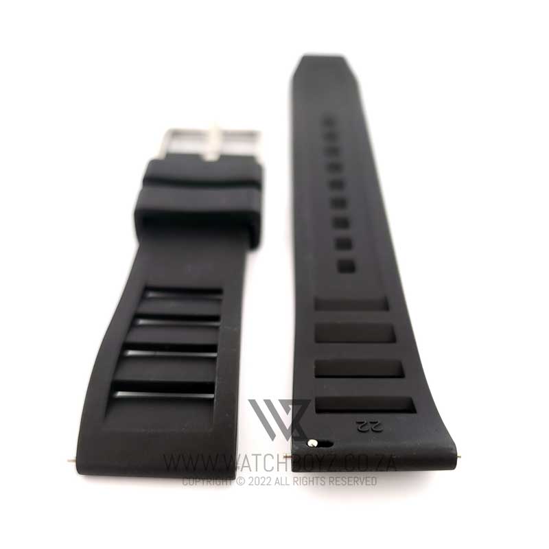 FKM Rubber Vented RM Style Watch Strap - (Black, Steel Hardware)