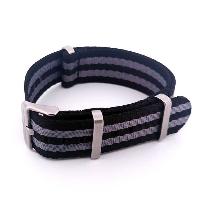 Pagani Design Striped Nato Strap Black & Grey (Bond) | WatchBoyz