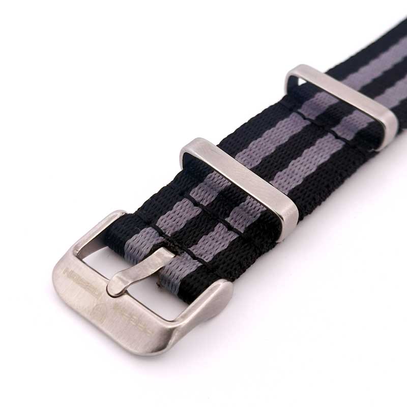 Pagani Design Striped Nato Strap Black & Grey (Bond) | WatchBoyz