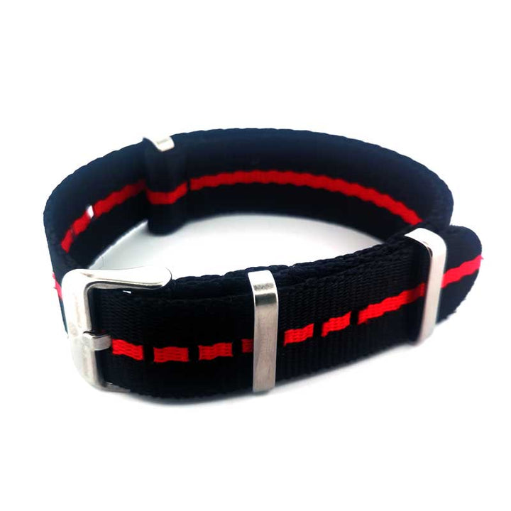 Pagani Design Striped NATO Strap Black & Red
