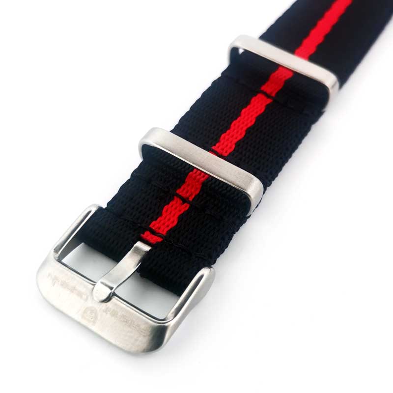 Pagani Design Striped NATO Strap Black & Red