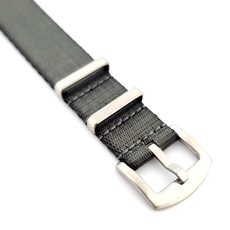 Premium Nylon Nato Strap (Grey, Steel Hardware)