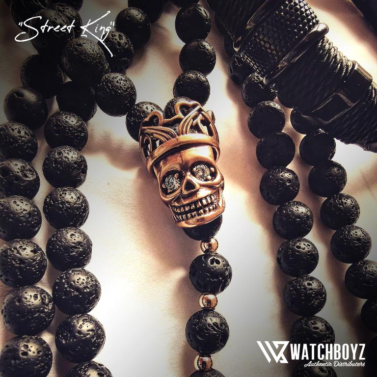 Men's "Street King" Lava Rock Bead Necklace | WatchBoyz